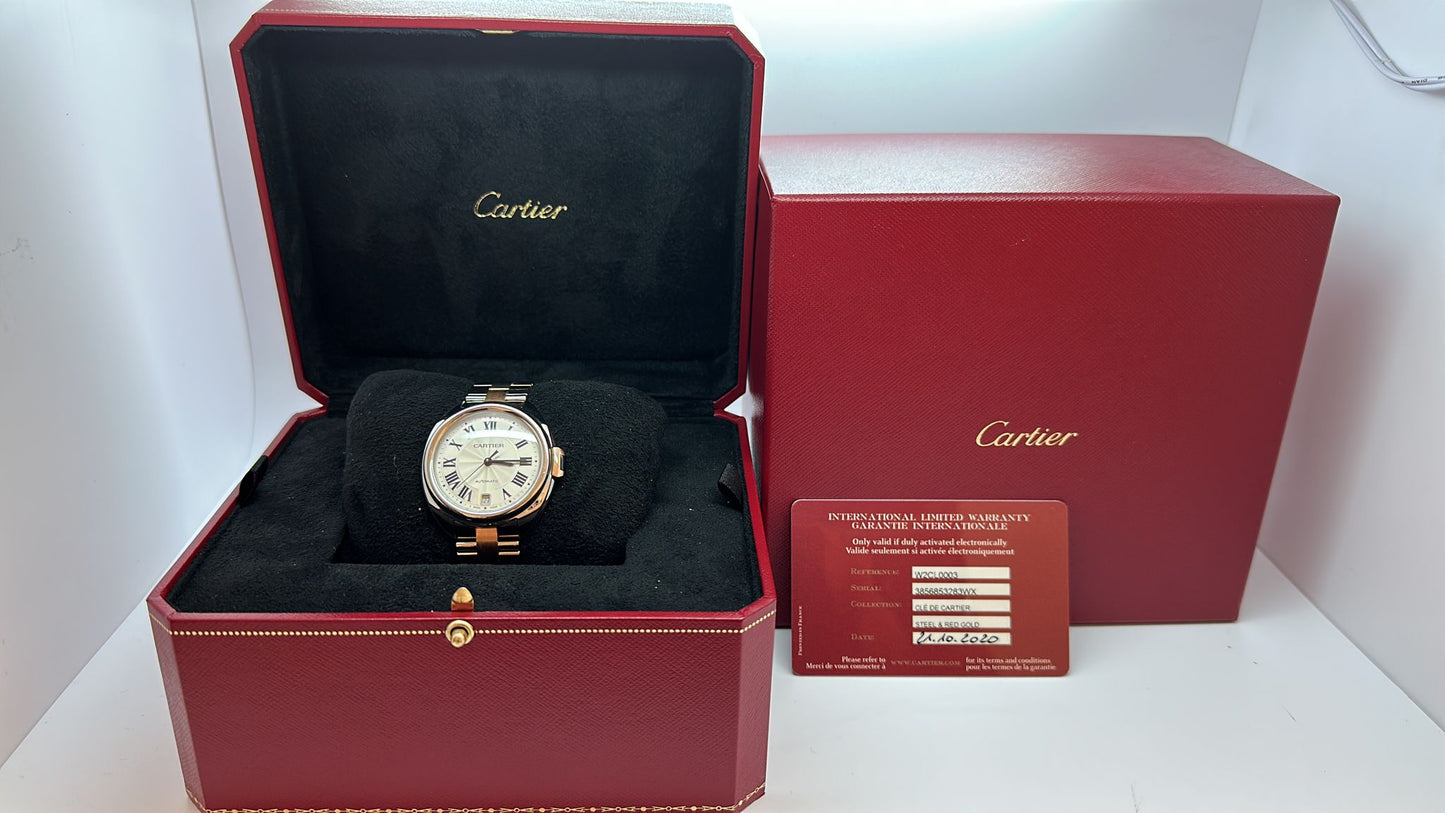 Cartier Cle Stahl/Gold Automatik Damen Uhr Ref.W2CL0003 Box Papiere