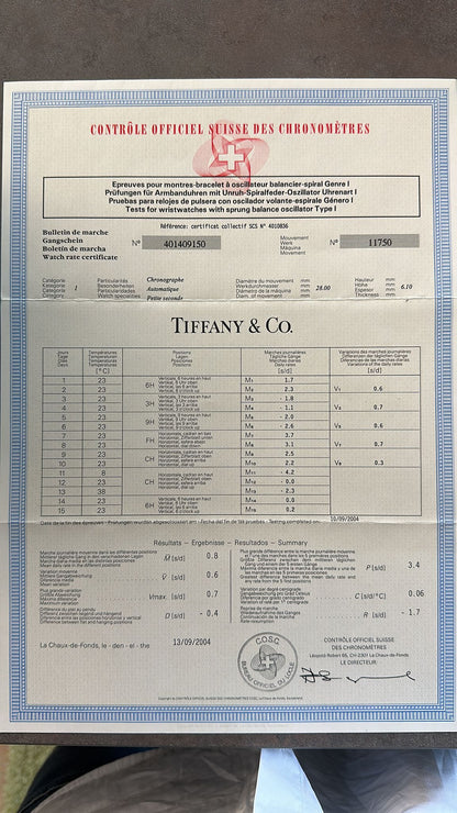 Tiffany & Co. Mark T-57. Ref.401409150 Box Papiere Chronograph Automatik Stahl