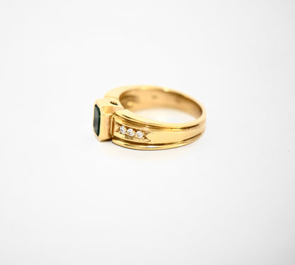 Brillant Smaragd Baguette Edelstein 750er Gold Damen Ring