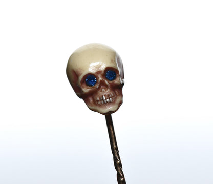 Toten Kopf 585er Gold Krawatten Nadel Skull Krawattennadel Totenkopf