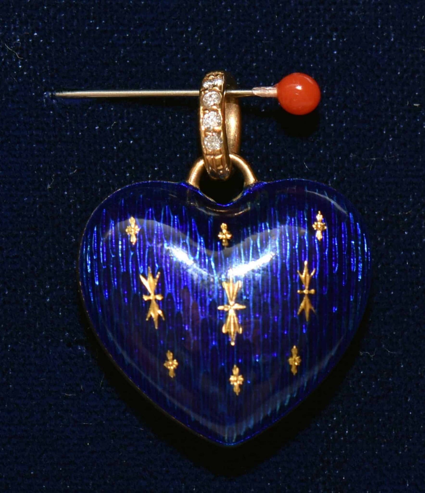 eleganter Faberge Brillant Herz Gold Ketten Anhänger blau Emaille neu