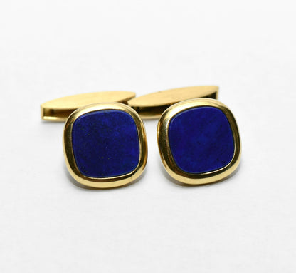 große elegante 750er Gold Lapis Lazuli Edelstein Manschettenknöpfe