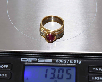 breiter Brillant Rubin Edelstein 750er Gold Damen Ring 3,44ct