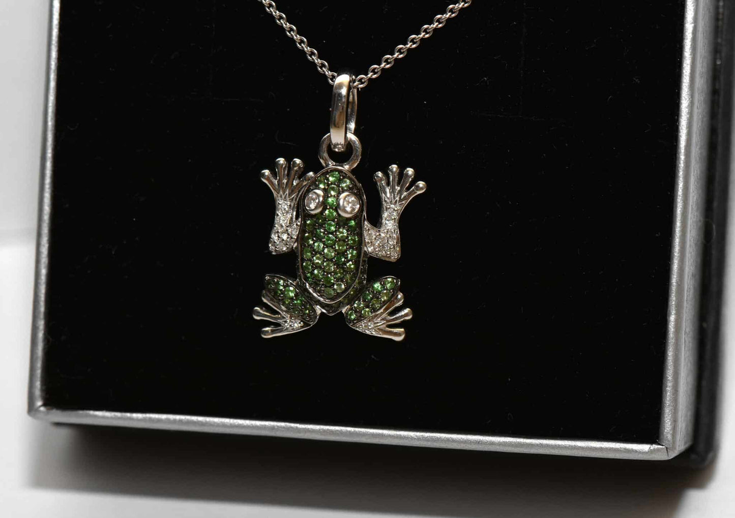 Frosch Brillant Tsavorit Edelstein 750er Gold Collier