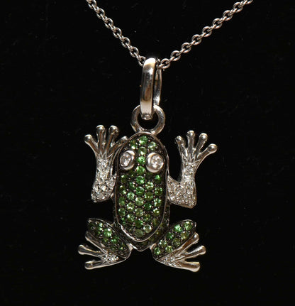 Frosch Brillant Tsavorit Edelstein 750er Gold Collier