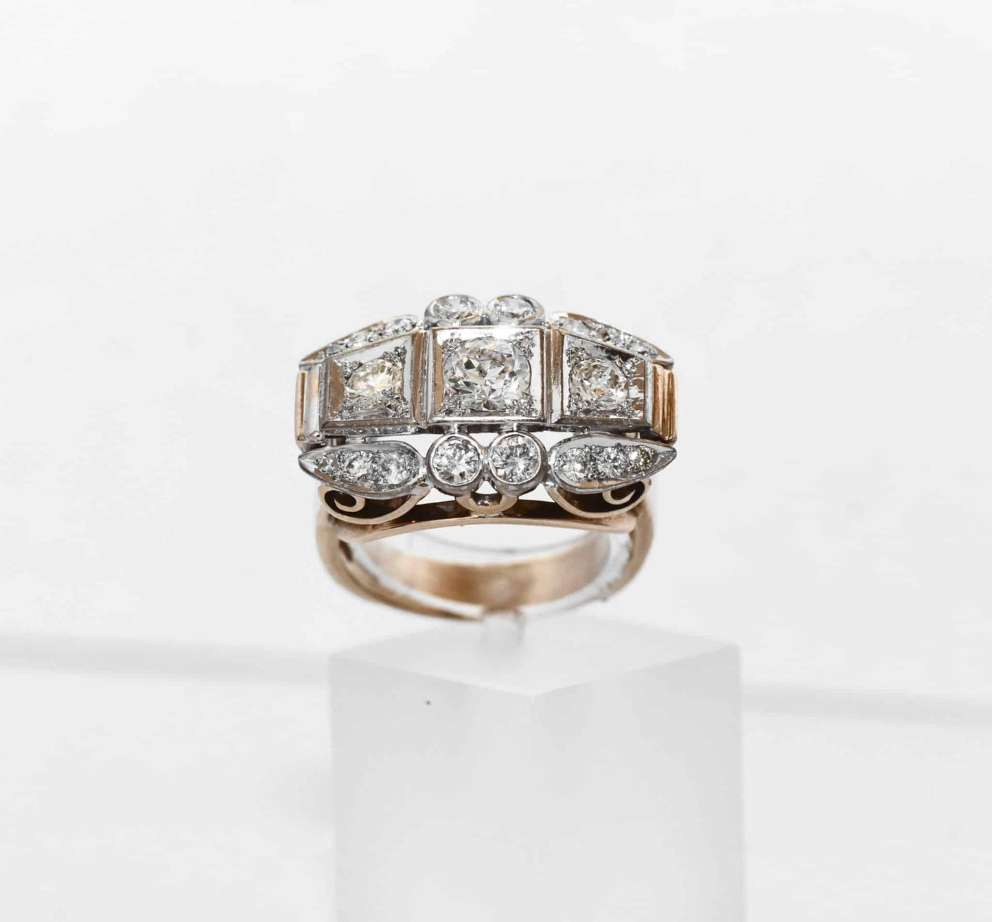 Art Deco 1,60ct Diamant Altschliff Brillant Gold Ring