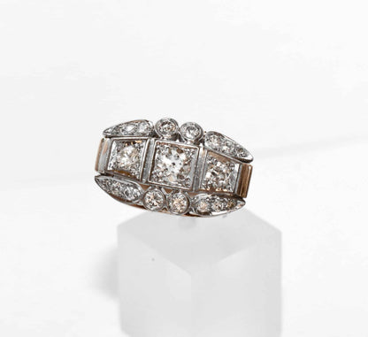 Art Deco 1,60ct Diamant Altschliff Brillant Gold Ring