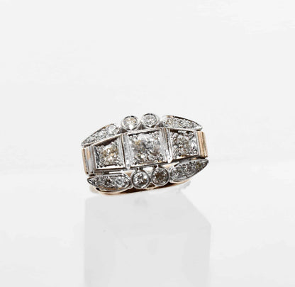 Art Deco 1,60ct Diamant Altschliff Brillant Gold Ring