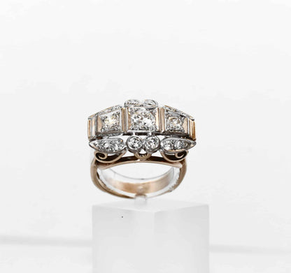 Art Deco 1,60ct Diamant Altschliff Brillant Gold Ring