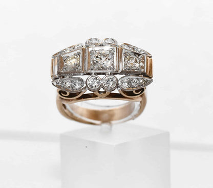 Art Deco 1,60ct Diamant Altschliff Brillant Gold Ring