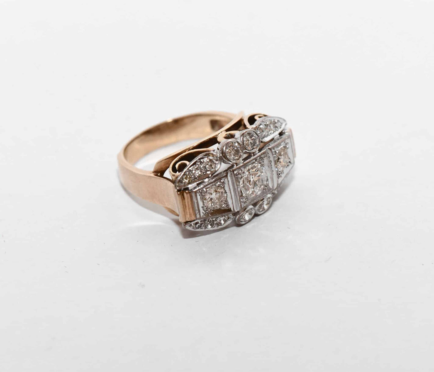 Art Deco 1,60ct Diamant Altschliff Brillant Gold Ring