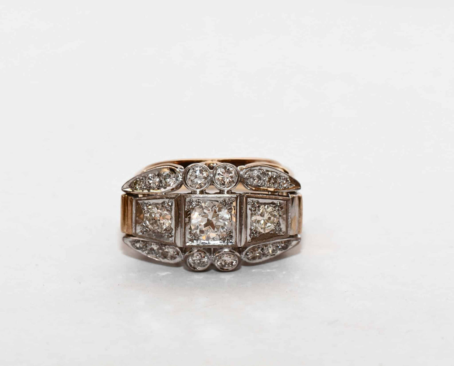 Art Deco 1,60ct Diamant Altschliff Brillant Gold Ring