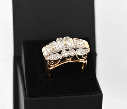 Art Deco 1,60ct Diamant Altschliff Brillant Gold Ring