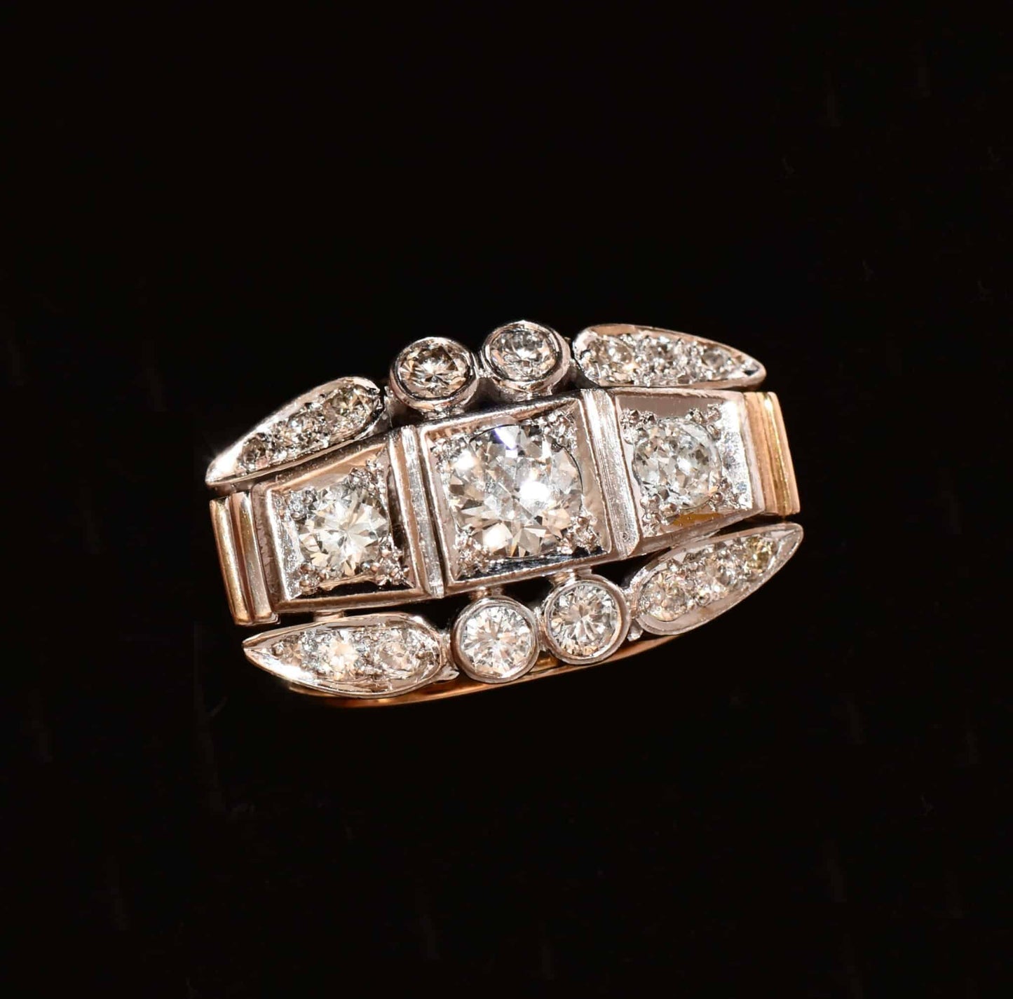 Art Deco 1,60ct Diamant Altschliff Brillant Gold Ring