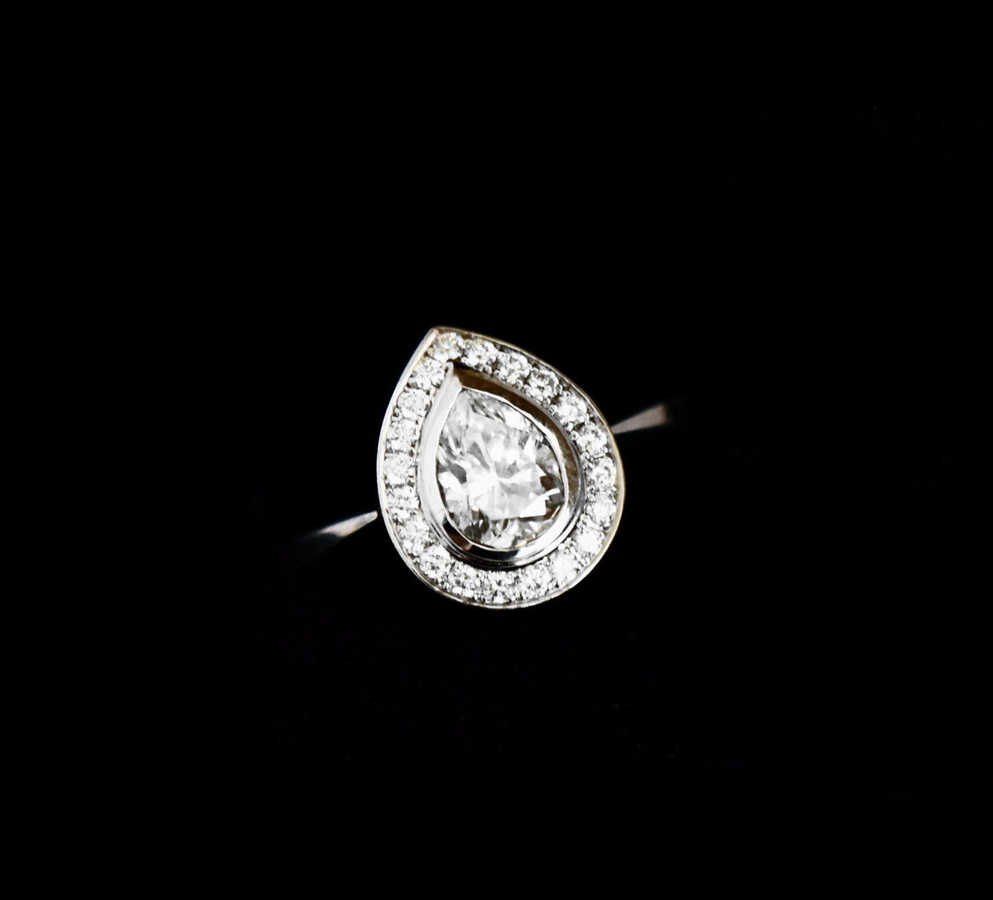 Diamantring Tropfen Diamant Brillant 1,28ct 750er Gold Damen Ring