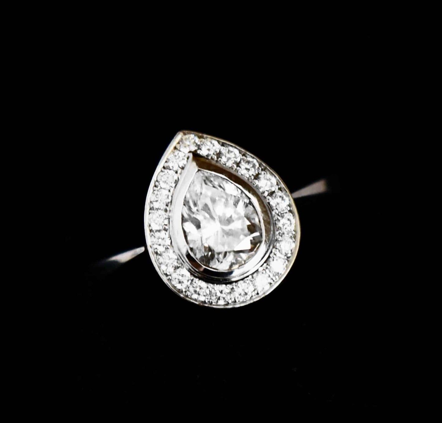 Diamantring Tropfen Diamant Brillant 1,28ct 750er Gold Damen Ring