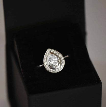 Diamantring Tropfen Diamant Brillant 1,28ct 750er Gold Damen Ring