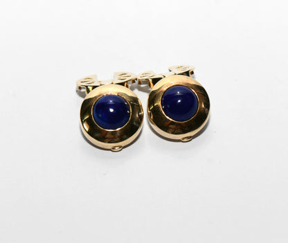 elegante 585er Gold Lapis Lazuli Edelstein Manschettenknöpfe