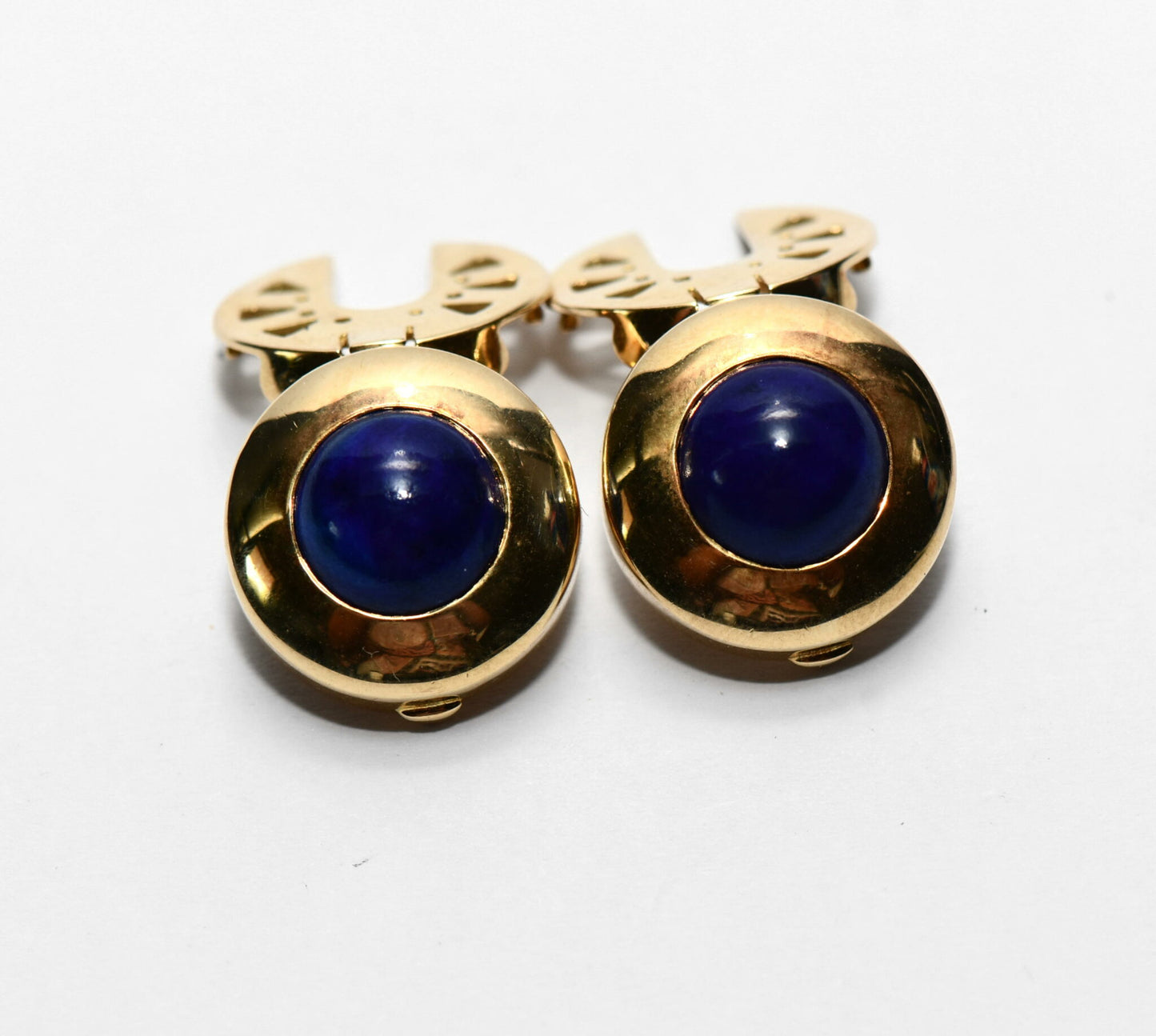 elegante 585er Gold Lapis Lazuli Edelstein Manschettenknöpfe