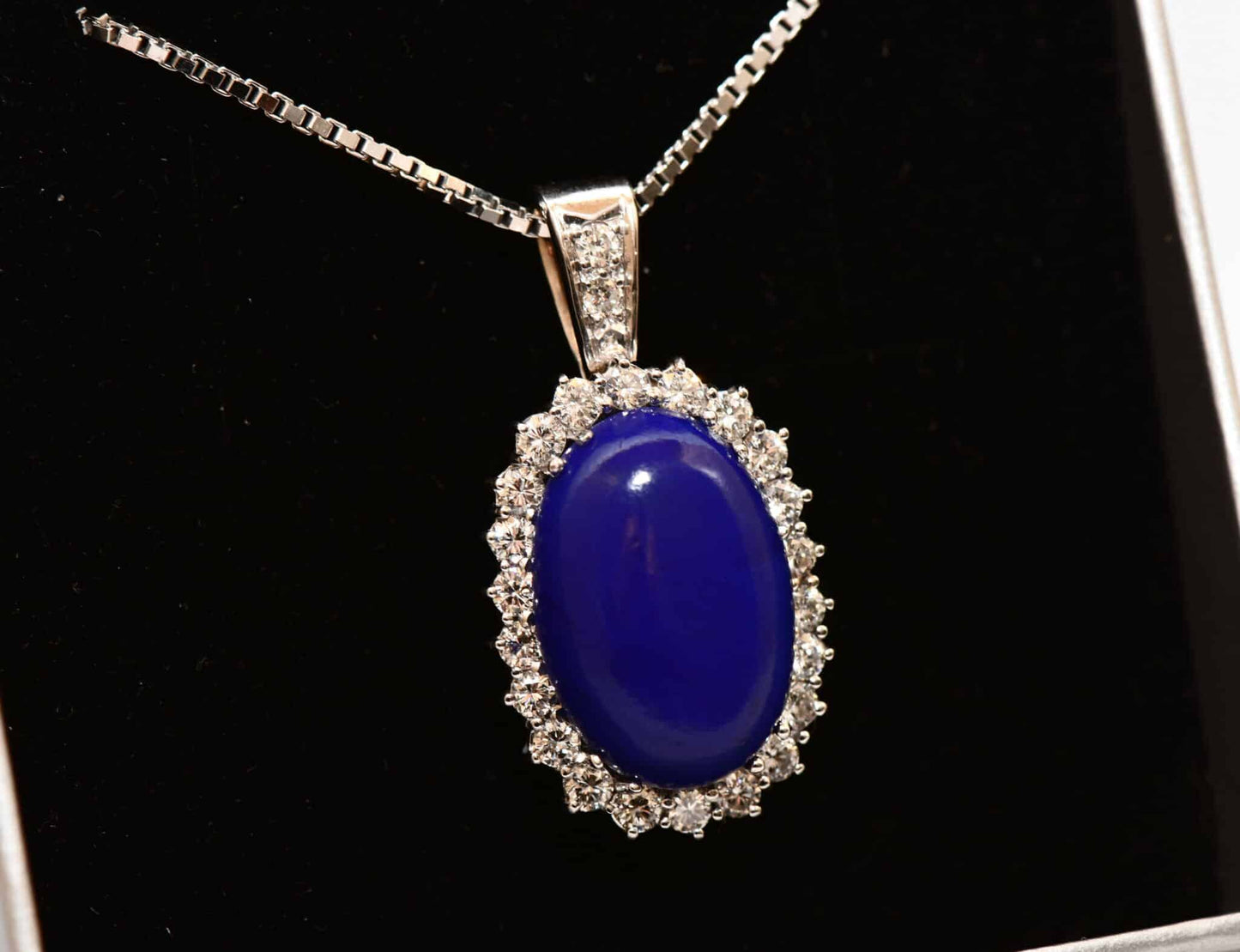 Brillant Lapis Lazuli Edelstein Collier 750er Gold 1,25ct Brillanten