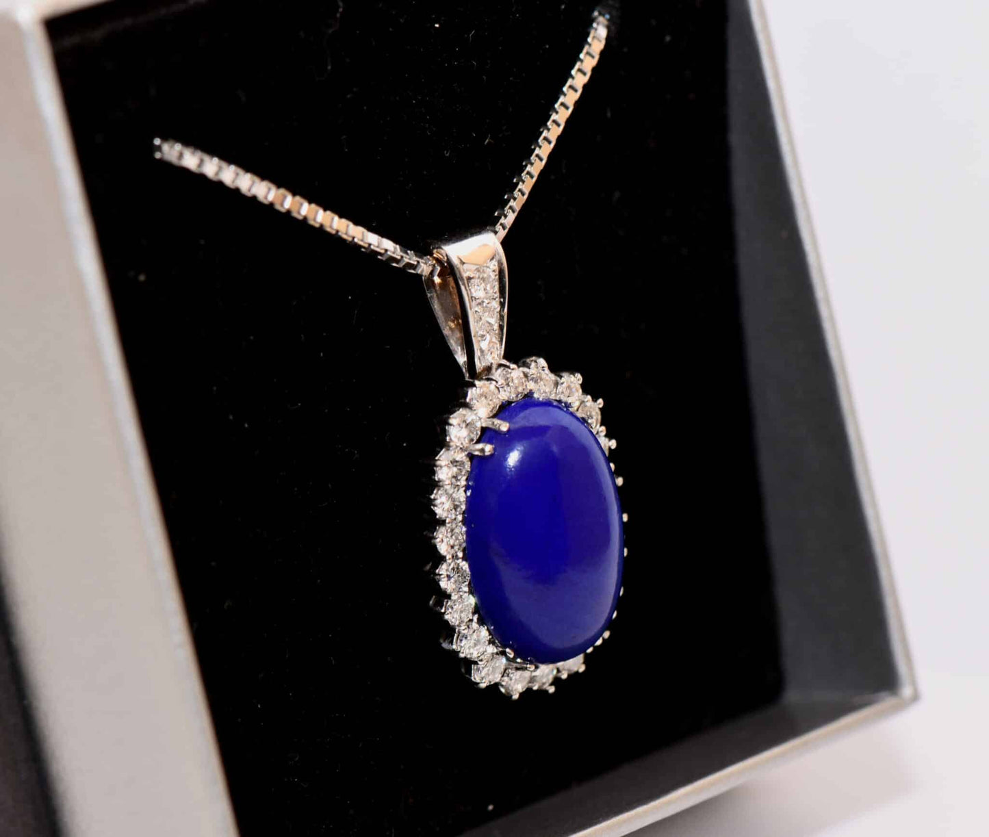 Brillant Lapis Lazuli Edelstein Collier 750er Gold 1,25ct Brillanten