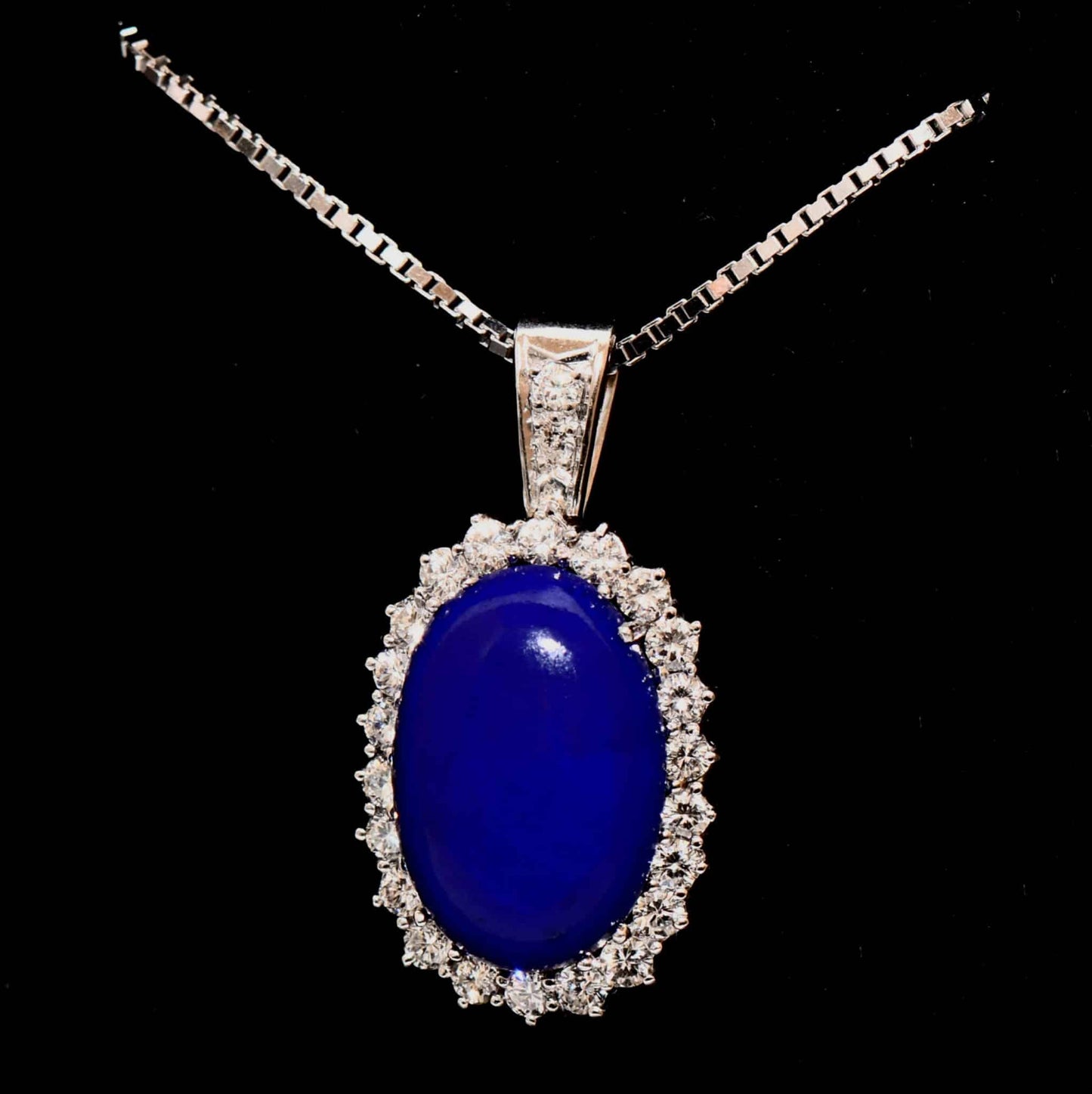 Brillant Lapis Lazuli Edelstein Collier 750er Gold 1,25ct Brillanten