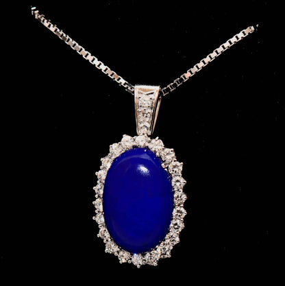 Brillant Lapis Lazuli Edelstein Collier 750er Gold 1,25ct Brillanten