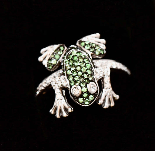 Frosch Brillant Tsavorit Edelstein 750er Gold Ring neu ungetragen