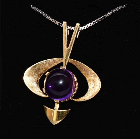 großer Amethyst 750er Gold Antik Anhänger