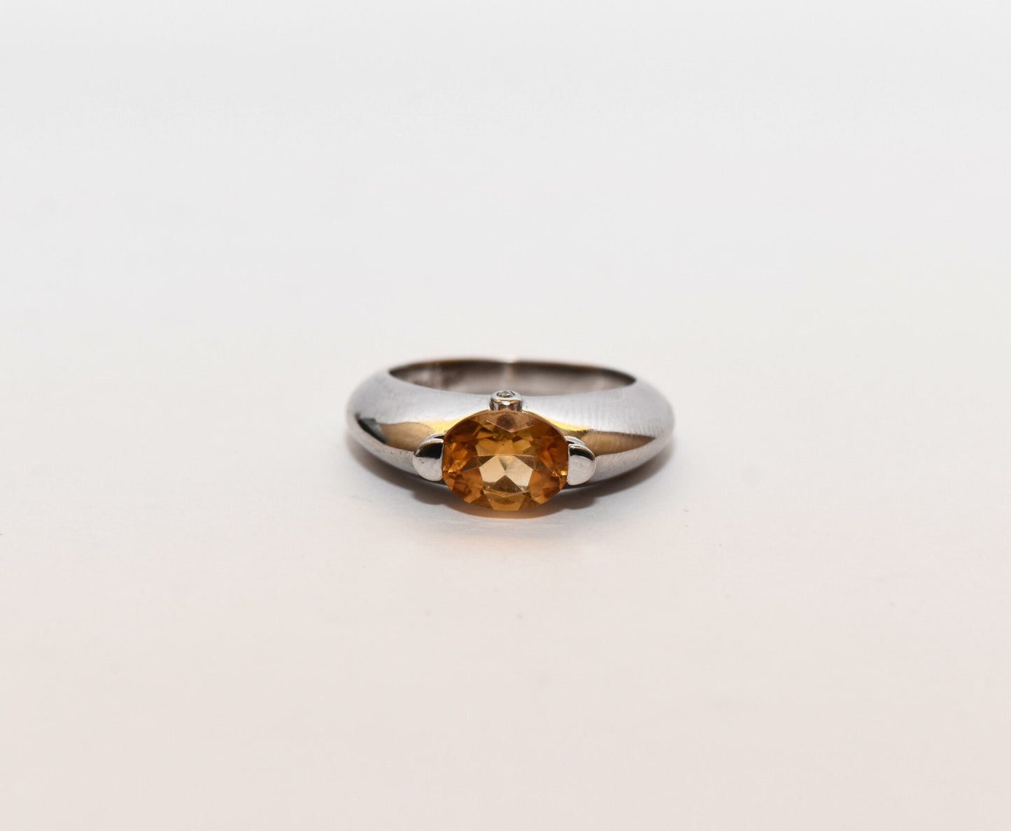 Citrin Edelstein Brillant 750er Gold Damen  Ring Solitär