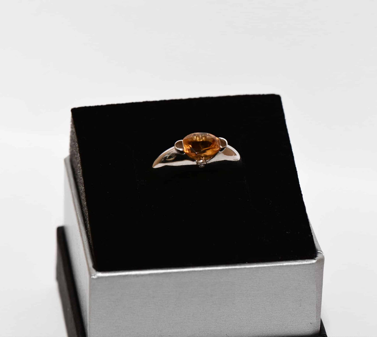 Citrin Edelstein Brillant 750er Gold Damen  Ring Solitär