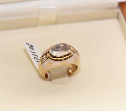 Faberge Emaille Brillant Mondstein 18kt Gold Ring Nr. F1735OG NEU ungetragen