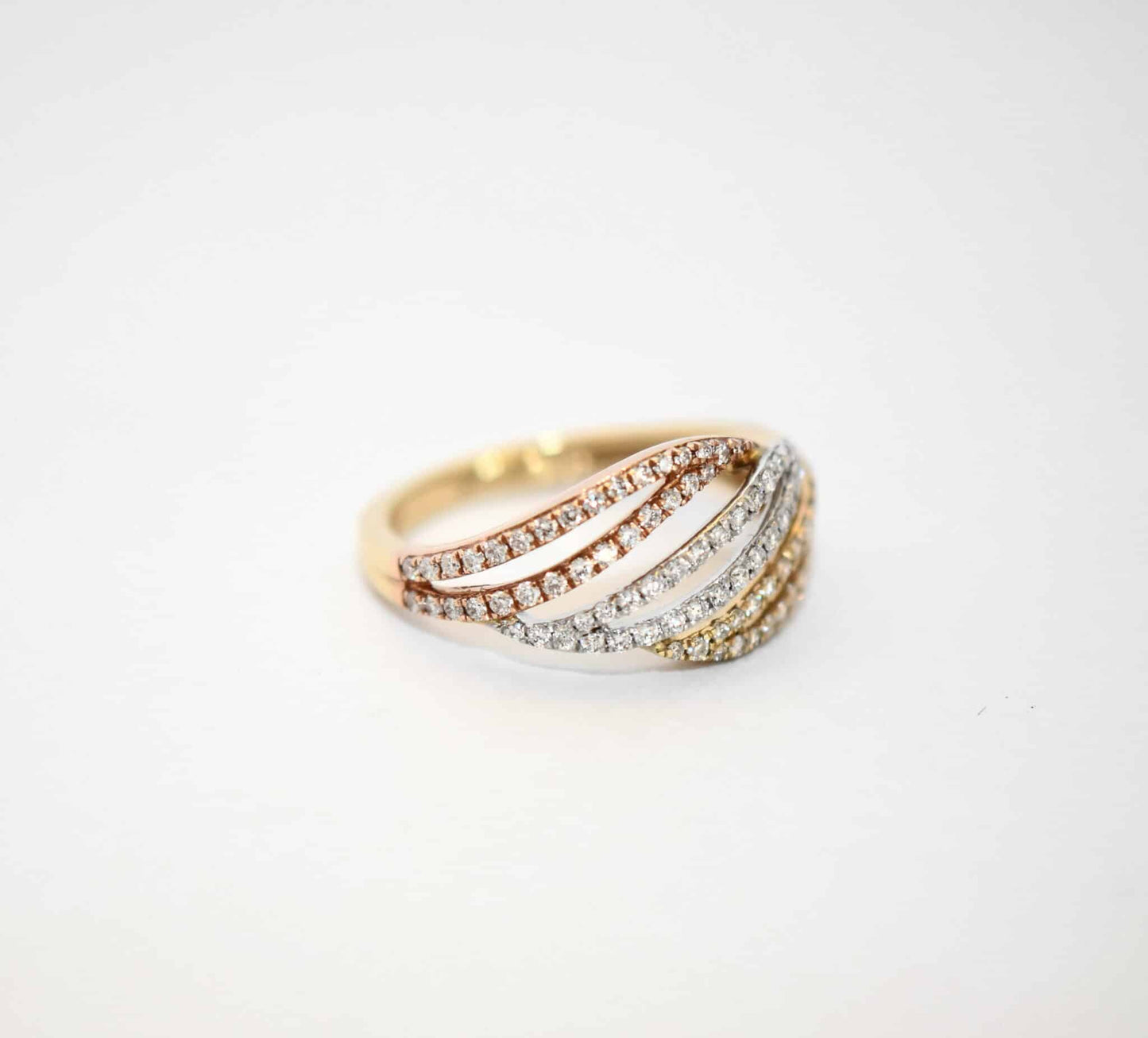 Brillant Ring 0,54ct Brillant 585er Tricolor-Gold Ring Brillantring neu