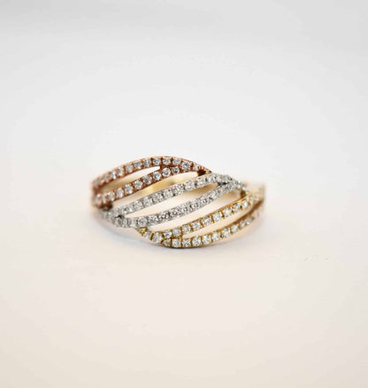 Brillant Ring 0,54ct Brillant 585er Tricolor-Gold Ring Brillantring neu