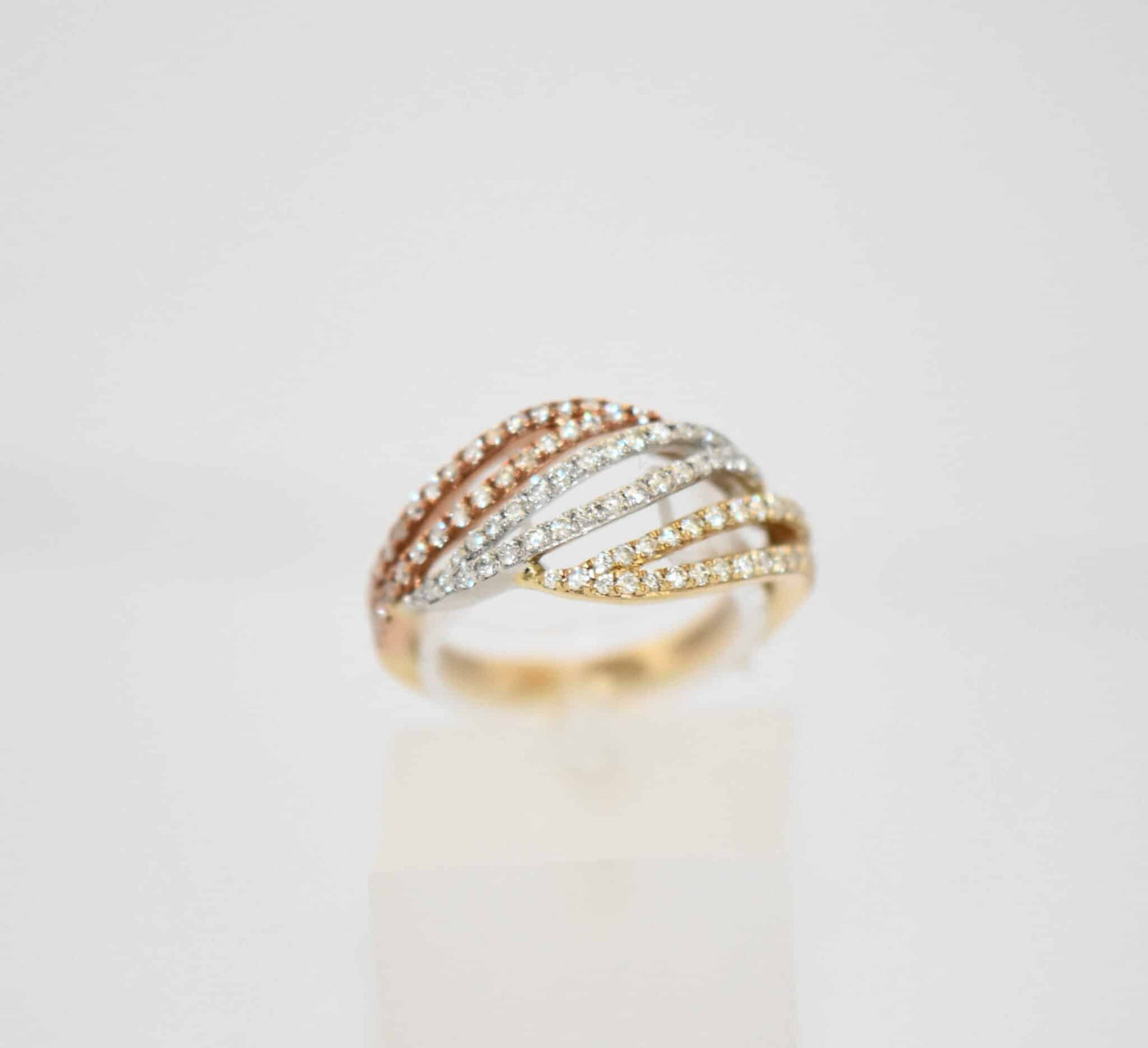 Brillant Ring 0,54ct Brillant 585er Tricolor-Gold Ring Brillantring neu