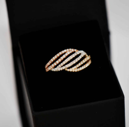 Brillant Ring 0,54ct Brillant 585er Tricolor-Gold Ring Brillantring neu