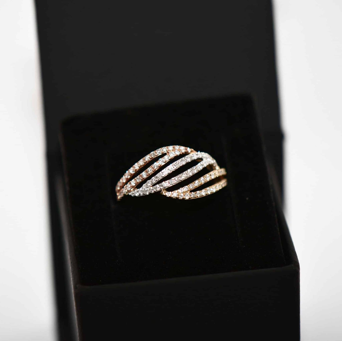 Brillant Ring 0,54ct Brillant 585er Tricolor-Gold Ring Brillantring neu