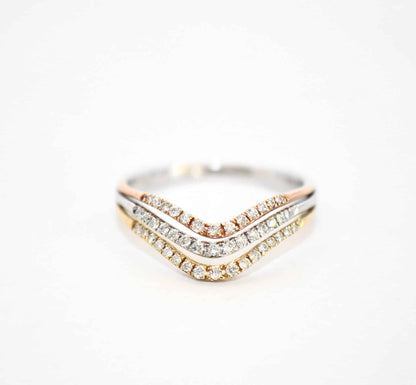 Brillant Ring 0,21ct Brillant 585er Tricolor-Gold Ring Brillantring neu