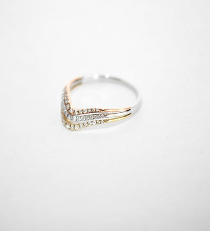 Brillant Ring 0,21ct Brillant 585er Tricolor-Gold Ring Brillantring neu