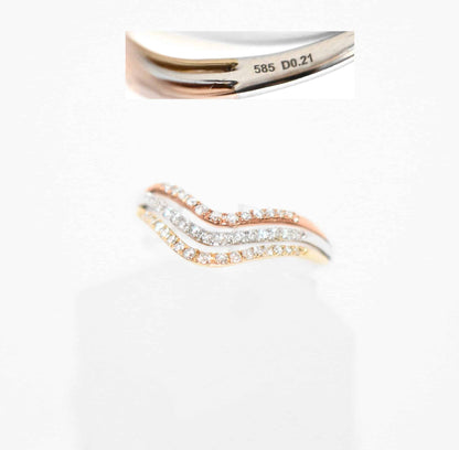 Brillant Ring 0,21ct Brillant 585er Tricolor-Gold Ring Brillantring neu