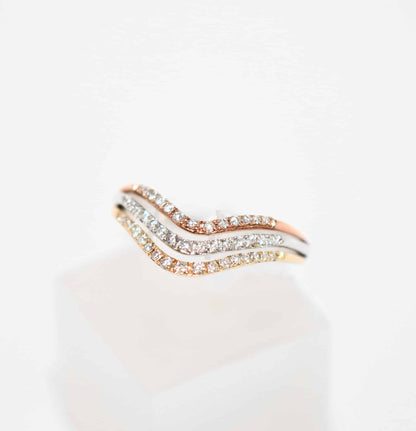 Brillant Ring 0,21ct Brillant 585er Tricolor-Gold Ring Brillantring neu