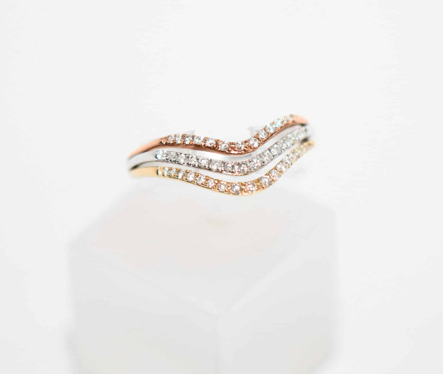 Brillant Ring 0,21ct Brillant 585er Tricolor-Gold Ring Brillantring neu