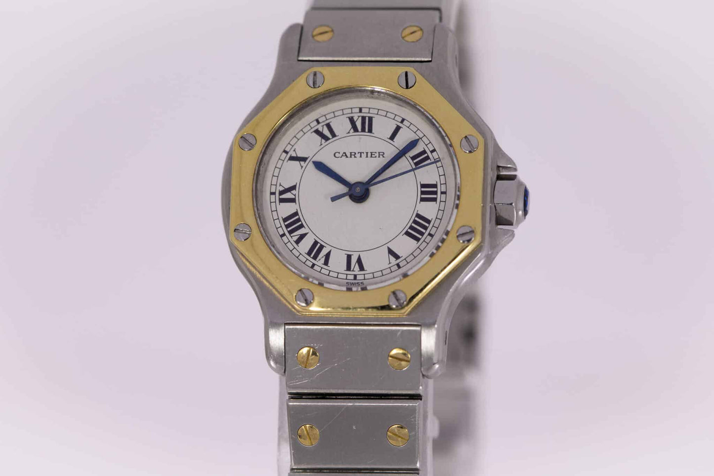 Cartier Santos Oktagon Stahl/Gold Automatik Damen Uhr Ref.0907