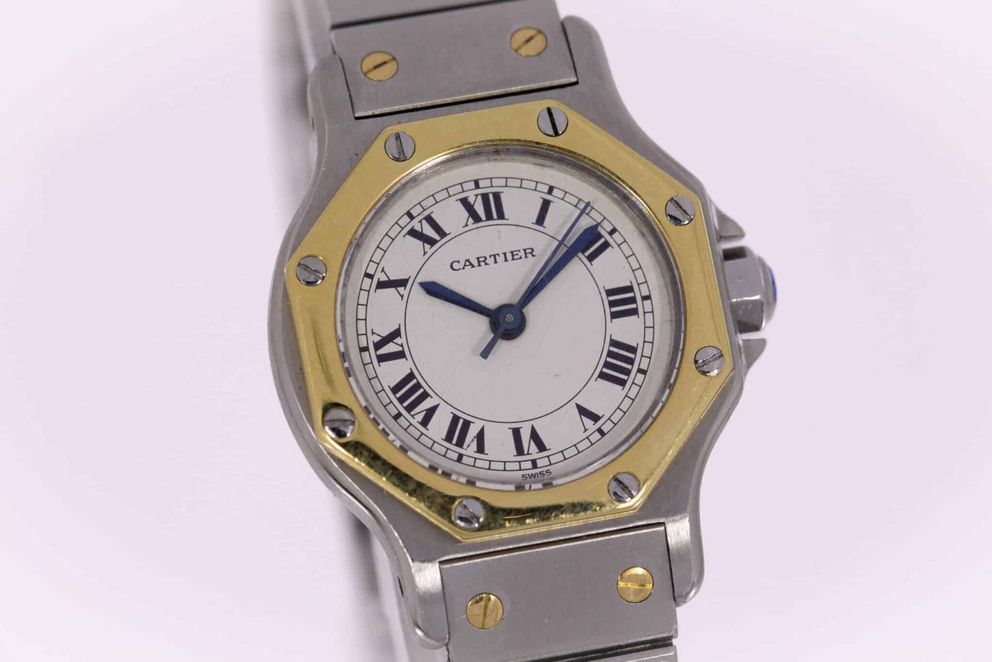 Cartier Santos Oktagon Stahl/Gold Automatik Damen Uhr Ref.0907