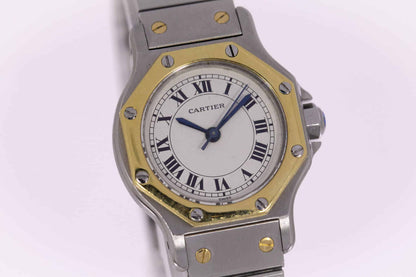 Cartier Santos Oktagon Stahl/Gold Automatik Damen Uhr Ref.0907