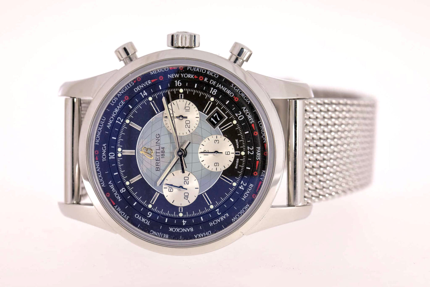 Breitling Stahl Herren Uhr Transocean Milanaiseband 46mm BJ2012 Ref.AB0510