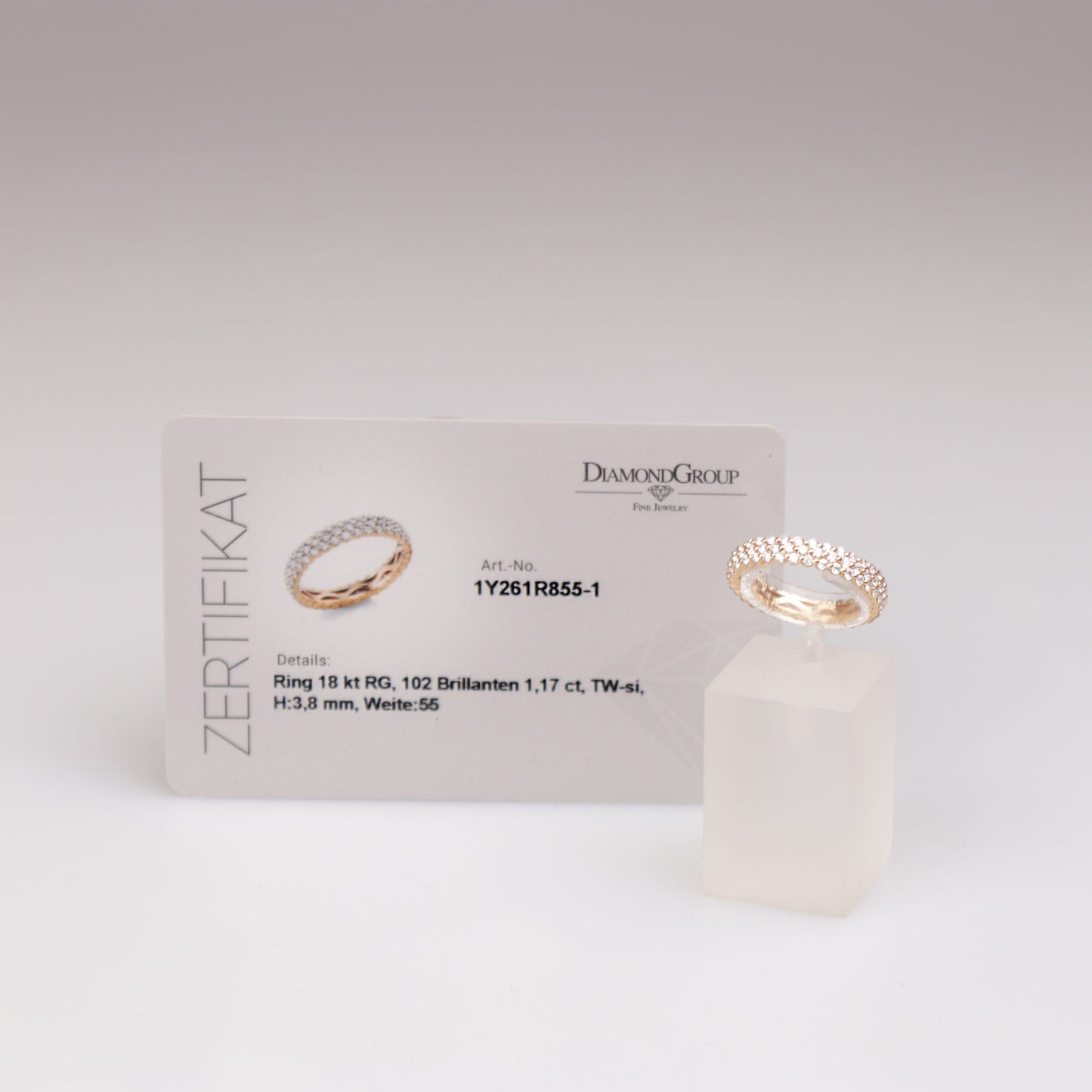 Pavé Ring 750/- Roségold 1,17 ct Brillant