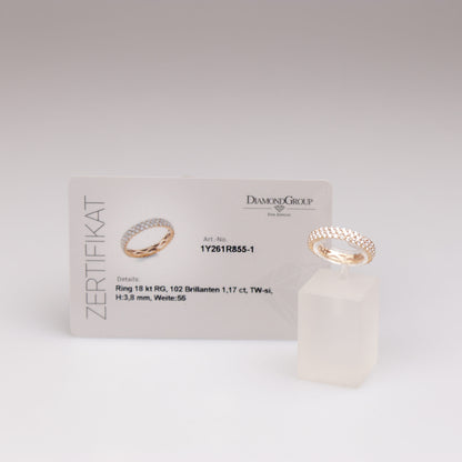 Pavé Ring 750/- Roségold 1,17 ct Brillant