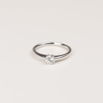 Solitär Ring 750/- Weißgold DPL Zertifikat 0,48 ct Brillant 4er Krappe