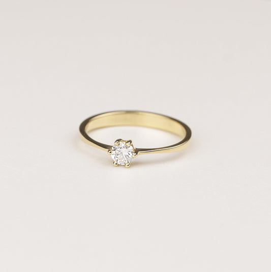 Solitär Ring 750/- Gelbgold HRD Zertifikat 0,27 ct Brillant